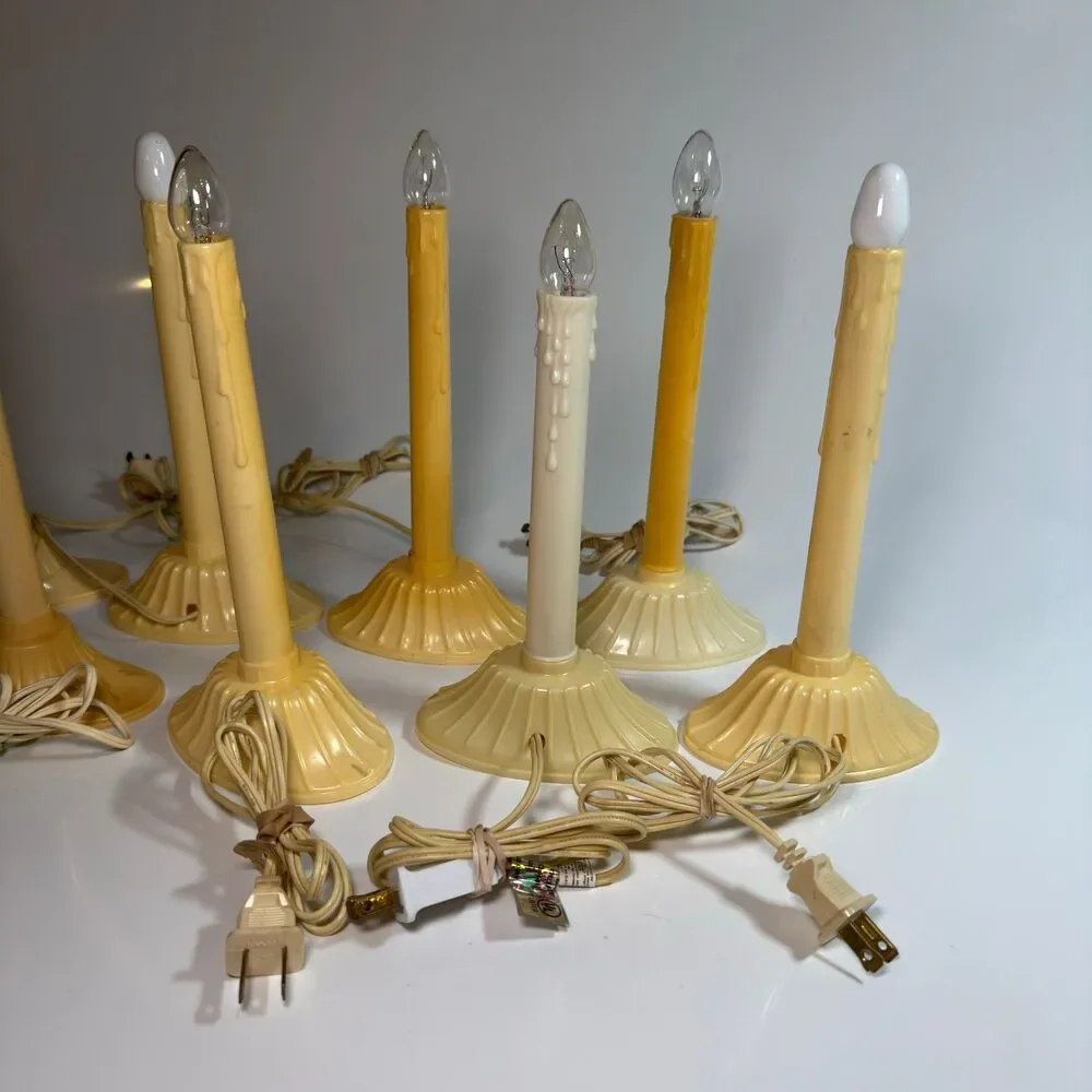 Vintage Holiday Christmas Electric Window Candles Plastic Wax Drip TESTED LOT 9